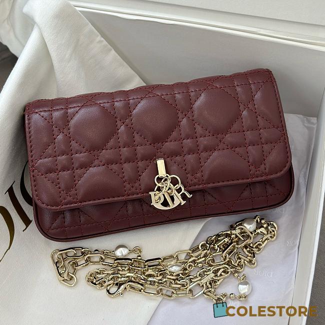 Colestore My Dior Dior Talk Phone Pouch Burgundy Cannage Lambskin 18x10x3.5cm - 1