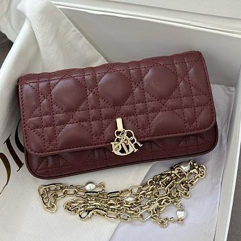 Colestore My Dior Dior Talk Phone Pouch Burgundy Cannage Lambskin 18x10x3.5cm