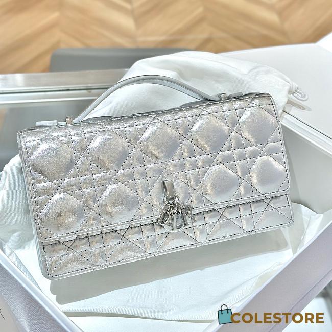 Colestore My Dior Bag Iridescent Metallic Silver-Tone Cannage Lambskin 21x11.5x4.5cm - 1