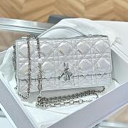 Colestore My Dior Bag Iridescent Metallic Silver-Tone Cannage Lambskin 21x11.5x4.5cm - 4