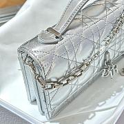 Colestore My Dior Bag Iridescent Metallic Silver-Tone Cannage Lambskin 21x11.5x4.5cm - 5