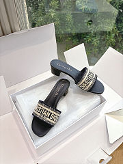 Colestore Dior Dway Heeled Slide Deep Blue Embroidered Cotton - 6