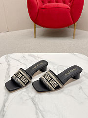 Colestore Dior Dway Heeled Slide Deep Blue Embroidered Cotton - 3