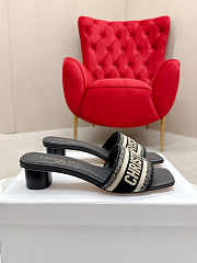 Colestore Dior Dway Heeled Slide Deep Blue Embroidered Cotton - 2