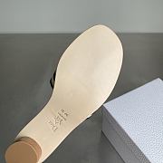Colestore Dior Dway Heeled Slide Natural Raffia and Deep Blue Embroidered Cotton - 4