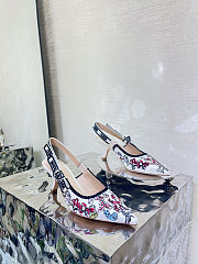 Colestore Dior J'Adior Slingback Pump Cotton Embroidered with Nude and White Millefiori Motif - 1