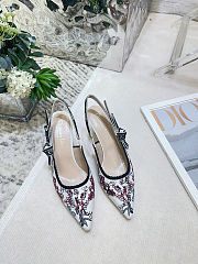 Colestore Dior J'Adior Slingback Pump Cotton Embroidered with Nude and White Millefiori Motif - 6