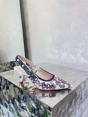 Colestore Dior J'Adior Slingback Pump Cotton Embroidered with Nude and White Millefiori Motif - 5