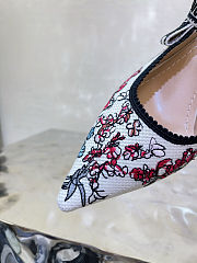 Colestore Dior J'Adior Slingback Pump Cotton Embroidered with Nude and White Millefiori Motif - 4