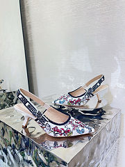 Colestore Dior J'Adior Slingback Pump Cotton Embroidered with Nude and White Millefiori Motif - 3