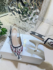 Colestore Dior J'Adior Slingback Pump Cotton Embroidered with Nude and White Millefiori Motif - 2