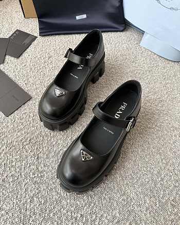 Colestore Prada Black Brushed leather Monolith Mary Janes