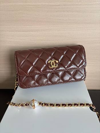 Colestore Chanel Wallet on Chain (WOC) in Brown with Gold Hardware 17cm