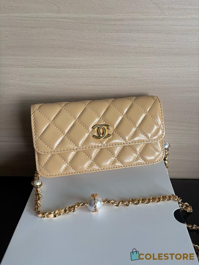 Colestore Chanel Wallet on Chain (WOC) in Beige with Gold Hardware 17cm - 1