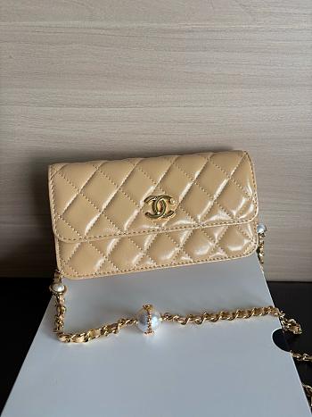 Colestore Chanel Wallet on Chain (WOC) in Beige with Gold Hardware 17cm