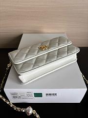 Colestore Chanel Wallet on Chain (WOC) in White with Gold Hardware 17cm - 3