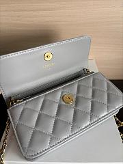 Colestore Chanel Wallet on Chain (WOC) in Grey with Gold Hardware 17cm - 5