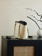Colestore Chanel Shopping Bag Natural raffia & Black leather (Cruise 25/26) 14x39x22cm - 5