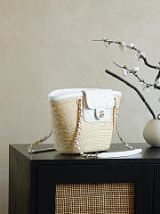 Colestore Chanel Shopping Bag Natural raffia & White leather (Cruise 25/26) 14x39x22cm - 6