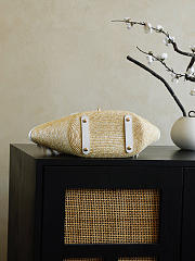 Colestore Chanel Shopping Bag Natural raffia & White leather (Cruise 25/26) 14x39x22cm - 5