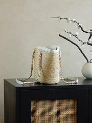 Colestore Chanel Shopping Bag Natural raffia & White leather (Cruise 25/26) 14x39x22cm - 4