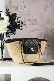 Colestore Chanel Shopping Bag Natural raffia & Black leather (Cruise 25/26) 11.5x36x18cm - 6