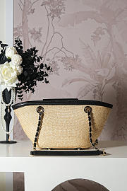 Colestore Chanel Shopping Bag Natural raffia & Black leather (Cruise 25/26) 11.5x36x18cm - 3