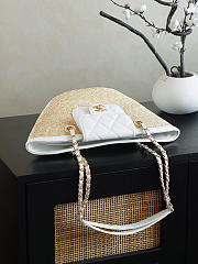 Colestore Chanel Shopping Bag Natural raffia & White leather (Cruise 25/26) 11.5x36x18cm - 4