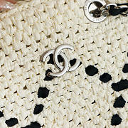 Colestore Chanel Shopping Bag Raffia with Black Quilted Leather Flap 32x23x14cm - 2