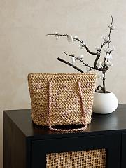 Colestore Chanel Raffia Shopping Bag – Natural with Pink Accents (Cruise 2025/26) 32x23x14cm - 3