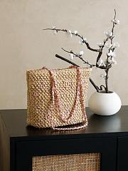 Colestore Chanel Raffia Shopping Bag – Natural with Pink Accents (Cruise 2025/26) 32x23x14cm - 2