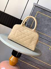 Colestore Chanel Small Bowling Bag in Beige Caviar Leather with Embossed CC 25x7x15cm - 4