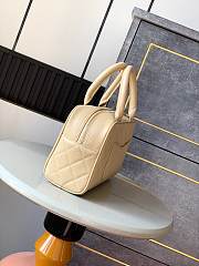 Colestore Chanel Small Bowling Bag in Beige Caviar Leather with Embossed CC 25x7x15cm - 3