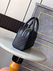 Colestore Chanel Small Bowling Bag in Black Caviar Leather with Embossed CC 25x7x15cm - 4