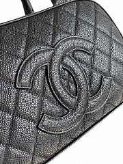 Colestore Chanel Small Bowling Bag in Black Caviar Leather with Embossed CC 25x7x15cm - 3