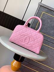 Colestore Chanel Small Bowling Bag in Pink Caviar Leather with Embossed CC 25x7x15cm - 1