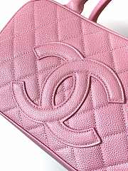 Colestore Chanel Small Bowling Bag in Pink Caviar Leather with Embossed CC 25x7x15cm - 6