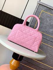 Colestore Chanel Small Bowling Bag in Pink Caviar Leather with Embossed CC 25x7x15cm - 4