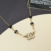 Colestore Chanel Choker Metal, Glass Pearls, Resin & strass Gold, Pearly White, Black & Crystal - 2