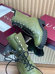 Colestore Gucci Women's Lace-up Ankle Boot with GG Dark Green GG Leather  - 4