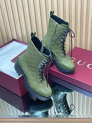 Colestore Gucci Women's Lace-up Ankle Boot with GG Dark Green GG Leather  - 5