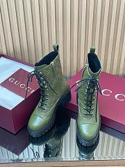 Colestore Gucci Women's Lace-up Ankle Boot with GG Dark Green GG Leather  - 3