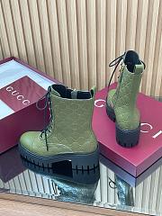 Colestore Gucci Women's Lace-up Ankle Boot with GG Dark Green GG Leather  - 2