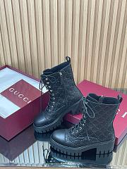 	 Colestore Gucci Women's Lace-up Ankle Boot with GG Black GG Leather - 5