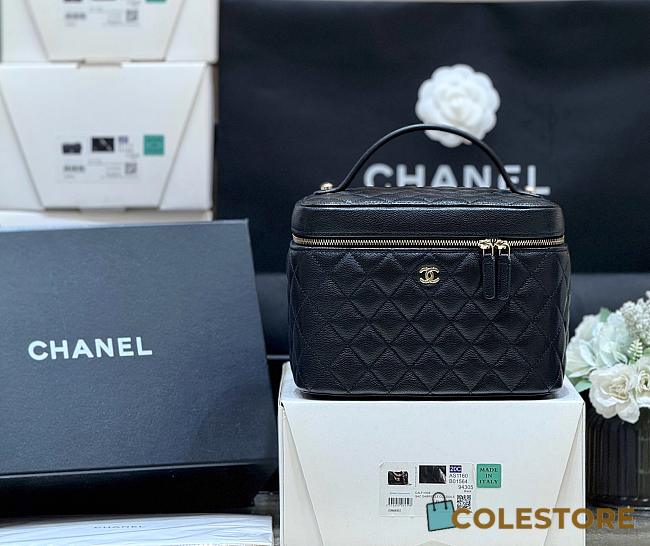 Colestore Chanel Caviar Quilted Large Vanity Pouch Black 15x21x14cm - 1