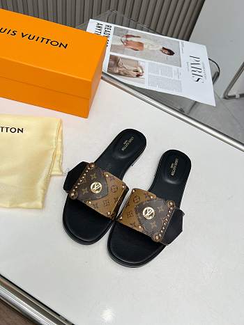 Colestore Louis Vuitton LV Frame Flat Mules Brown