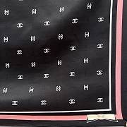 Colestore Chanel Square Scarf Jacquard Silk Twill Black, Ecru & Pink 90x90cm - 6