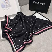 Colestore Chanel Square Scarf Jacquard Silk Twill Black, Ecru & Pink 90x90cm - 5