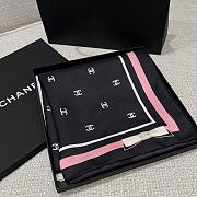 Colestore Chanel Square Scarf Jacquard Silk Twill Black, Ecru & Pink 90x90cm - 4
