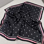 Colestore Chanel Square Scarf Jacquard Silk Twill Black, Ecru & Pink 90x90cm - 2